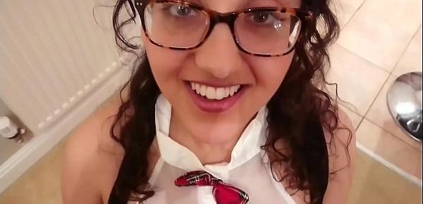  Schoolgirl delivers cookies to neighbour but ends up fucking him and tasting his cum POV Indian
